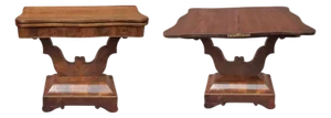 19th C. American Empire Mahogany Foldtop Console Table Card Table, Circa 1840s