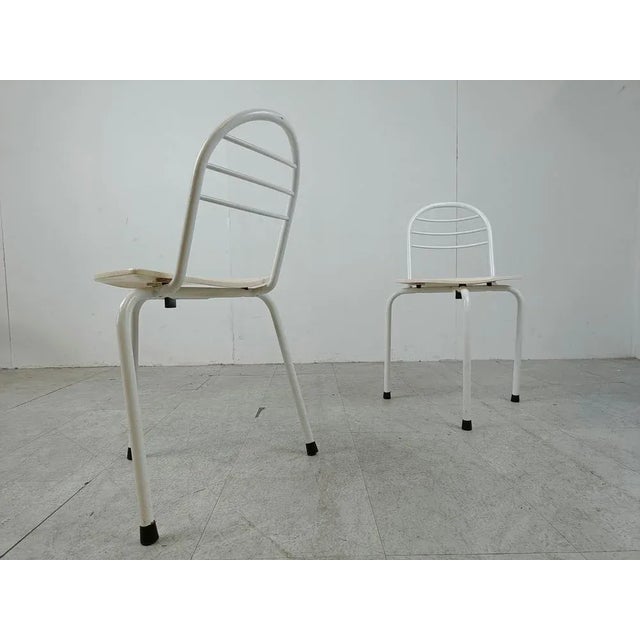 Postmodern Tripod Dining Chairs, 1980s, Set of 4, in Good conditions. Designed 1980 to 1989