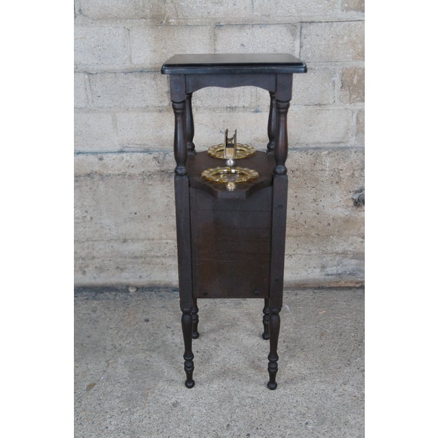 Early 20th Century Antique Early 20th Century h.t. Cushman Petite Smoking Stand Humidor Ashtray For Sale - Image 5 of 12