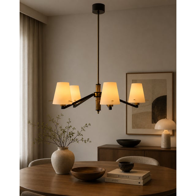 Vintage Glass Chandelier attributed to Stilnovo, 1960 For Sale - Image 9 of 9