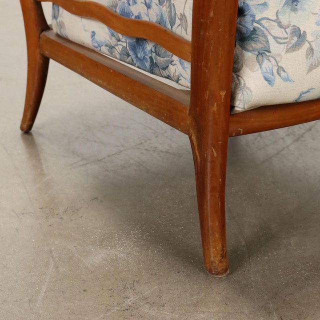 Wood Vintage Armchair in Beech and Fabric, Italy, 1950s For Sale - Image 7 of 10
