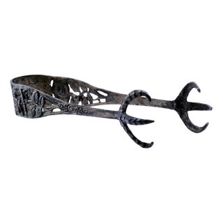 Silver Ice Tongs with Claw-Shaped Tongs For Sale