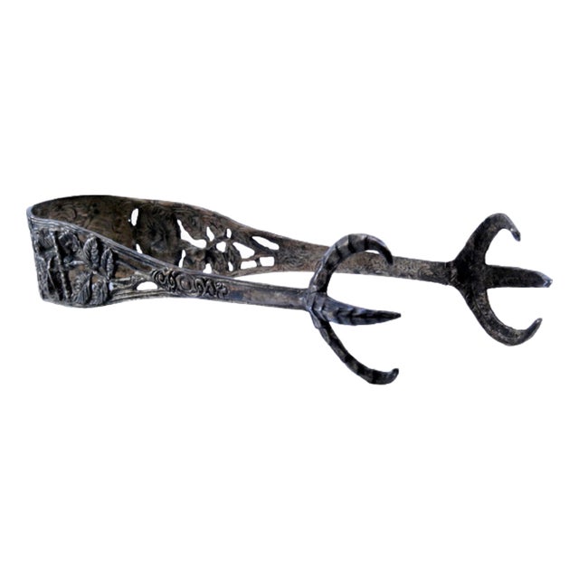 Silver Ice Tongs with Claw-Shaped Tongs For Sale