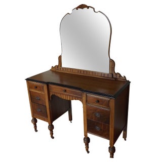 Mid-Century Vanity in Curly & Tiger Maple For Sale