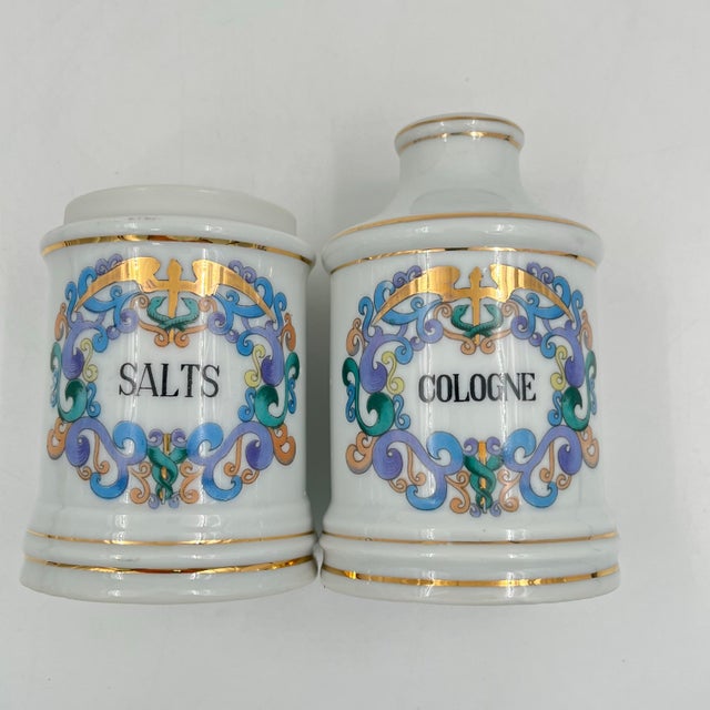 Early 20th Century Antique French Ceramic Apothecary Jars - A Pair For Sale - Image 5 of 10