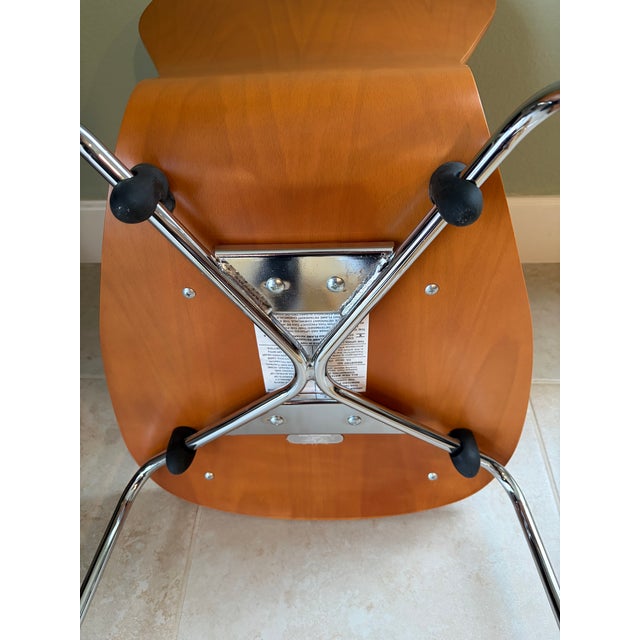 Pair (2) MCM Knoll Studio Sprite Orange Molded Plywood Side Chairs For Sale - Image 14 of 16