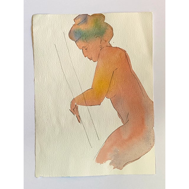Vintage Original Female Nude Watercolor Painting by Jon Hall 2003 For Sale - Image 4 of 4
