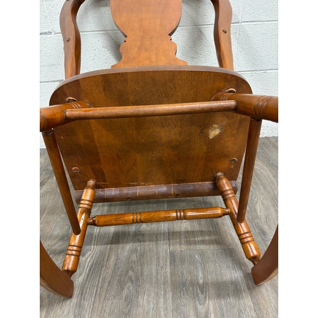 Vintage Colonial or Queen Anne Style Solid Maple Balloon Back Rocking Chair For Sale - Image 10 of 10