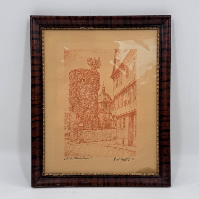 1940s Vintage 1948 Fulda Germany Hexenturm Witches Tower Sepia Print For Sale - Image 5 of 10