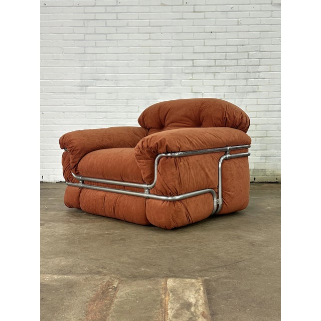 Brown Italian Armchair by Adriano Piazzesi For Sale - Image 8 of 8