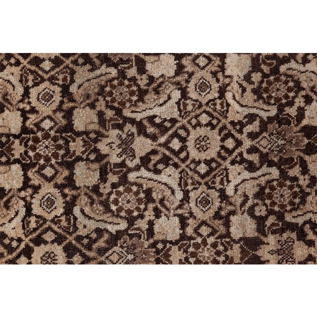 Persian Antique Persian Tabriz Beige Brown Handwoven Wool Rug For Sale - Image 3 of 9