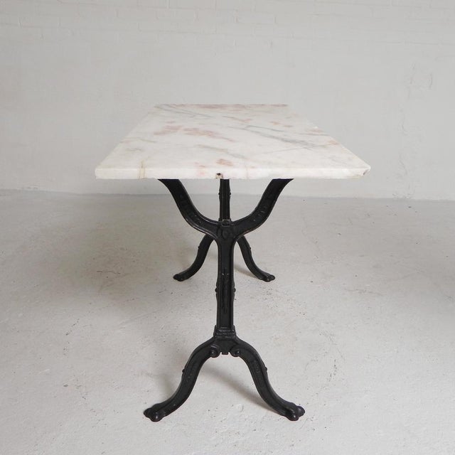 Beige Bistro Table with Marble Top and Cast Iron Frame, Paris, France, 1930s For Sale - Image 8 of 18
