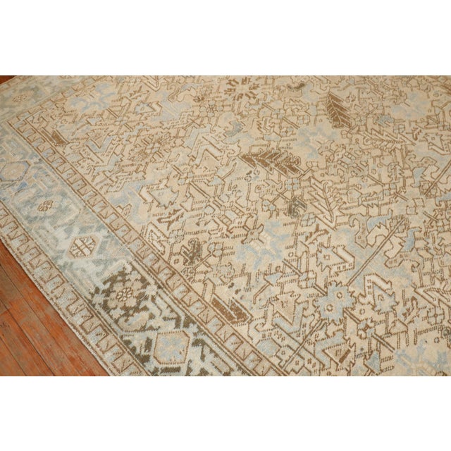 1930s Antique Zabihi Collection Persian Neutral Color Heriz Rug - 7'6" x 11' For Sale - Image 5 of 10