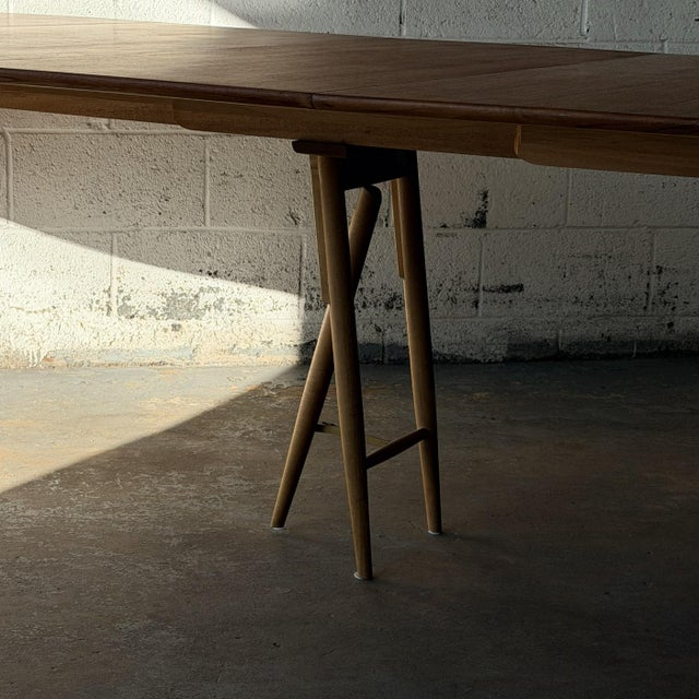 Monumental Henning Kjærnulf Model 62 Danish Modern Teak & Oak Dining Table Sorø Stolefabrik 4 Original Leaves Vintage For Sale - Image 11 of 17