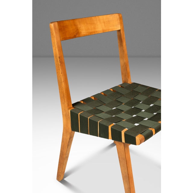Mid-Century Modern Model 666 Side Chair in Birch & Green Strapping Attributed to Jens Risom for Knoll, Usa, Circa 1950s For Sale - Image 16 of 18