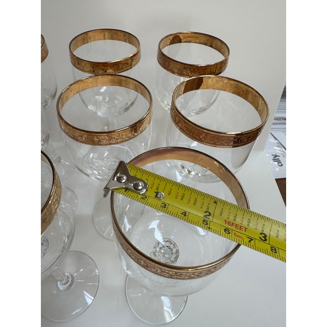Glass Vintage 1970s Lenox "Autumn" Pattern Set of Fifteen (15) Crystal Wine Glasses With Gold Band Encrusted 7.5" High - Set of 15 For Sale - Image 7 of 17