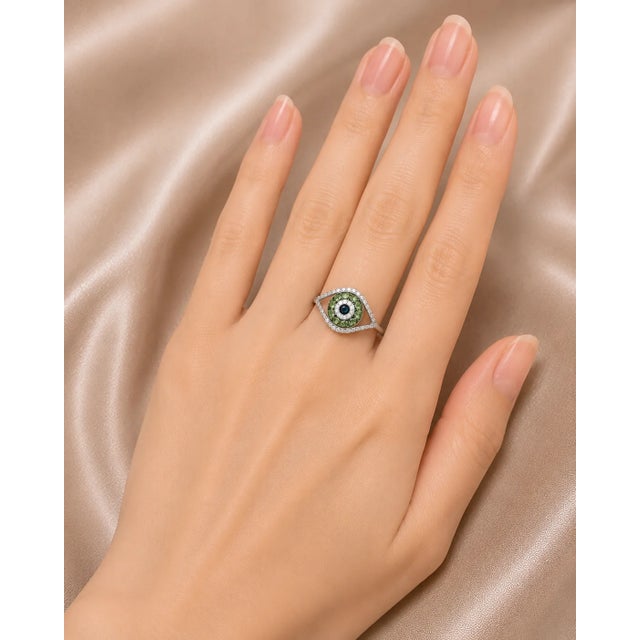 Brand: EFFY Material: 14K White Gold - durable and elegant Main Stones: Tsavorites - total weight 0.2 carats Accent...