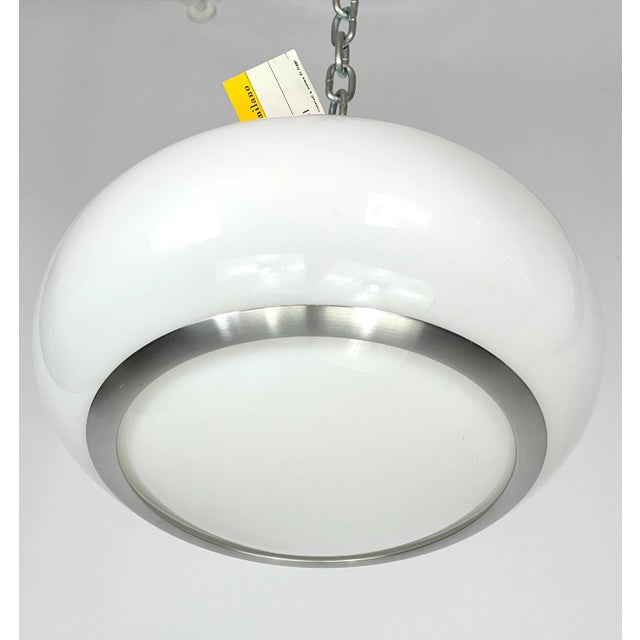 White Acrylic and Aluminum Ceiling Lamp by Stilux Milano, 1960s For Sale - Image 10 of 11