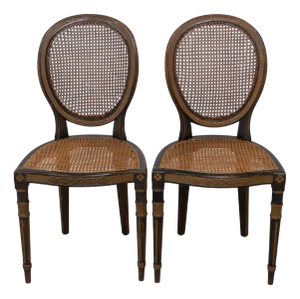 Set of French Louis XVI Style Cane Side Chairs, 1880s