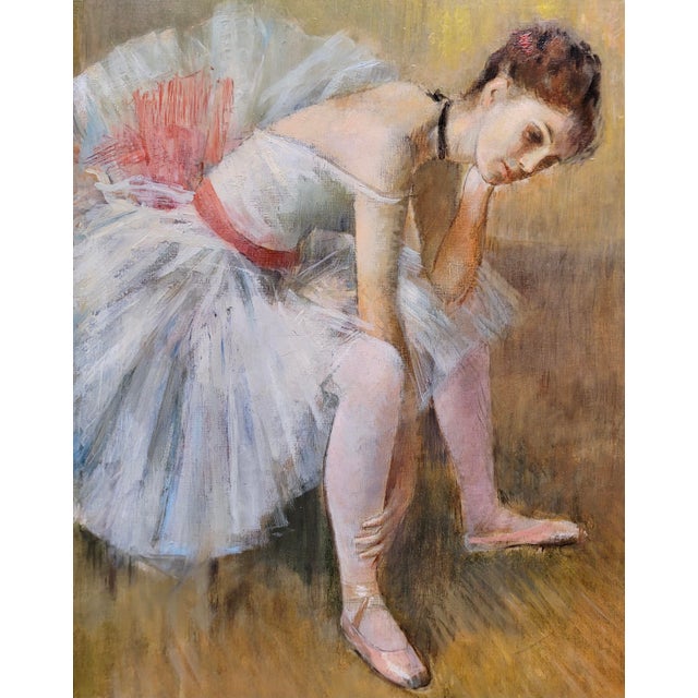 Paul Clemens- Ballerina Stretching - Oil Painting For Sale - Image 4 of 12