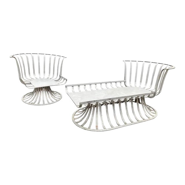 Mid 20th Century Russell Woodard Patio Chaise and Lounge Chair, Attributed to Herbert Saiger - Set of 2 For Sale