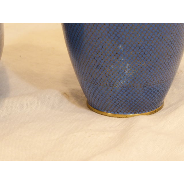 Vintage Chinese Cloisonne Vases - A Pair For Sale - Image 4 of 5