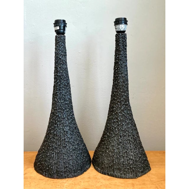 Vintage Textured Resin Table Lamps - Pair For Sale In West Palm - Image 6 of 12
