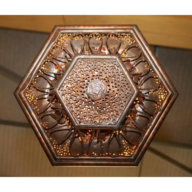 Italian Copper Floral Hanging Lantern, 1960s For Sale - Image 14 of 15
