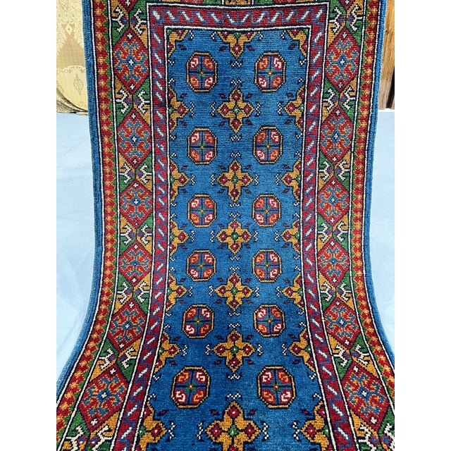 Art Deco Blue Tribal Oriental Wool Runner Rug With Geometric Medallions, 2'7" X 6'8" For Sale - Image 3 of 15