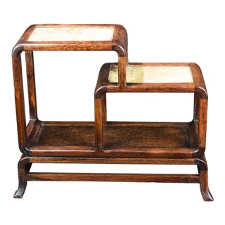 Huanghuali Wood Display Stand With Marble Inset For Sale
