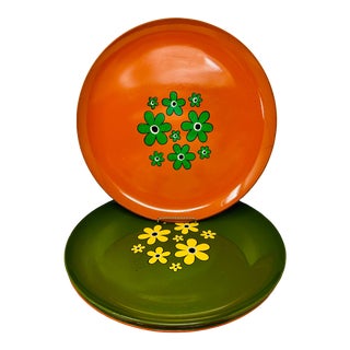 Vintage Melamine Flower Power Serving Platters Bar Trays Made in Japan a Set of 5 For Sale