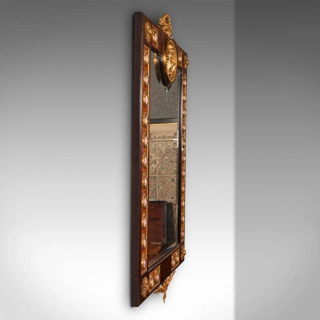 Italian 1970s Large Vintage Continental Walnut Overmantle Mirror For Sale - Image 3 of 10