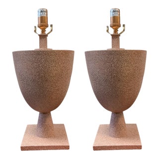 Organic Modern Crushed Shell Encrusted Urn Form Lamps Att. Currey & Co. - Pair For Sale