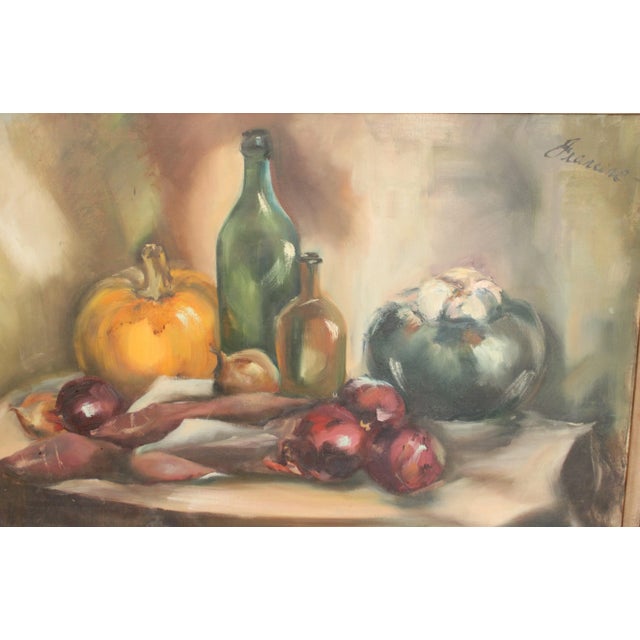 Framed Still life on canvas sourced from France. We just love it's la cuisine vignette elegance! Presented in it's...