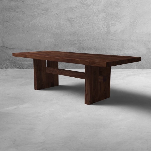 Contemporary Westland Studio Hand Crafted Walnut Dining Table With Trestle Base For Sale - Image 3 of 6