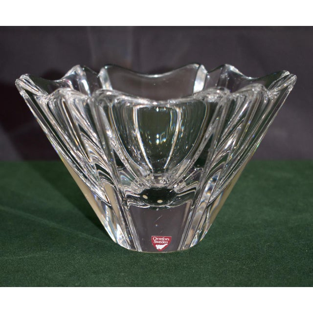 Orrefors Crystal Bowl Lars Hellsten Orion Heavy Sticker Signed For Sale - Image 10 of 15