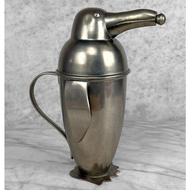 Art Deco Vintage Art Deco Penguin Stainless Steel Cocktail Shaker Mixer For Sale - Image 3 of 12