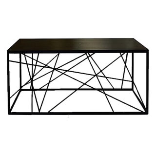 Tension Grid Console, Matte Black Steel and Ebony-Stained Wood, 2025 For Sale