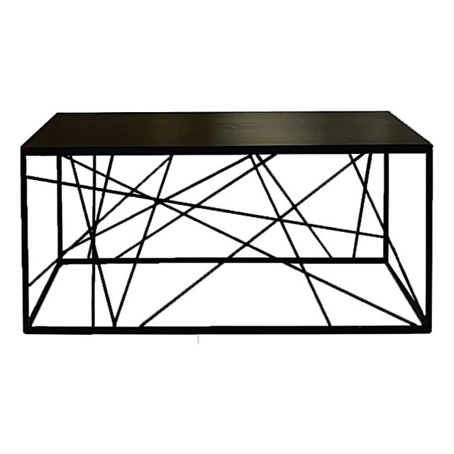 Tension Grid Console, Matte Black Steel and Ebony-Stained Wood, 2025 For Sale