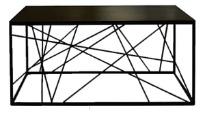 Tension Grid Console, Matte Black Steel and Ebony-Stained Wood, 2025
