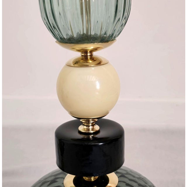 Pair of 1980s Green Murano Glass Lamps, Italy For Sale - Image 6 of 10