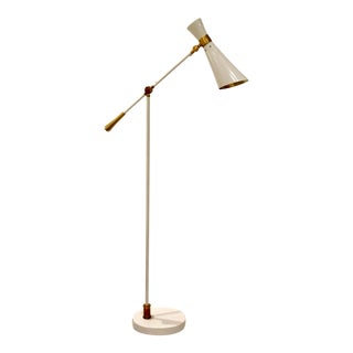 Bungalow 5 Modern White and Brass Metal Adjustable Floor Lamp For Sale