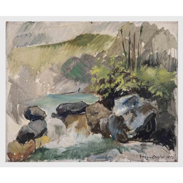 Giorgio Zanini, Landscape, Oil Painting, 1973 For Sale - Image 4 of 4