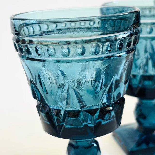 Mid 20th Century Vintage Blue Wine Goblets - "Park Lane" by Colony - Set of 4, 1970s For Sale - Image 5 of 8