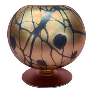 Art Deco Durand Heart and Vine Gold Vase / Rare Shape For Sale