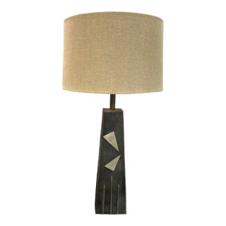Brutalist 1970s Abstract Mixed Metal Lamp With Custom London Shade For Sale
