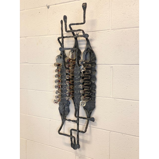Mid-Century Modern Brutalist Aplique in Wrought Iron and Glass, 1960s For Sale - Image 3 of 18