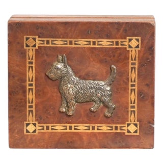 Art Deco Scotty Dog Inlaid Trinket Box For Sale
