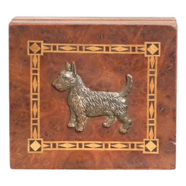 Art Deco Scotty Dog Inlaid Trinket Box For Sale