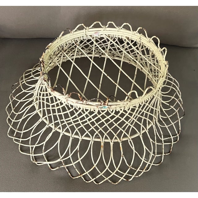 Antique French Victorian Oval Wire Garden Basket or Planter For Sale - Image 9 of 13